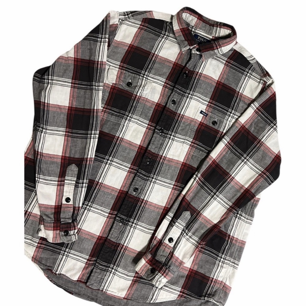 Polo by Ralph Lauren Black and Red Plaid Casual Button Down Shirt - Picture 2 of 4